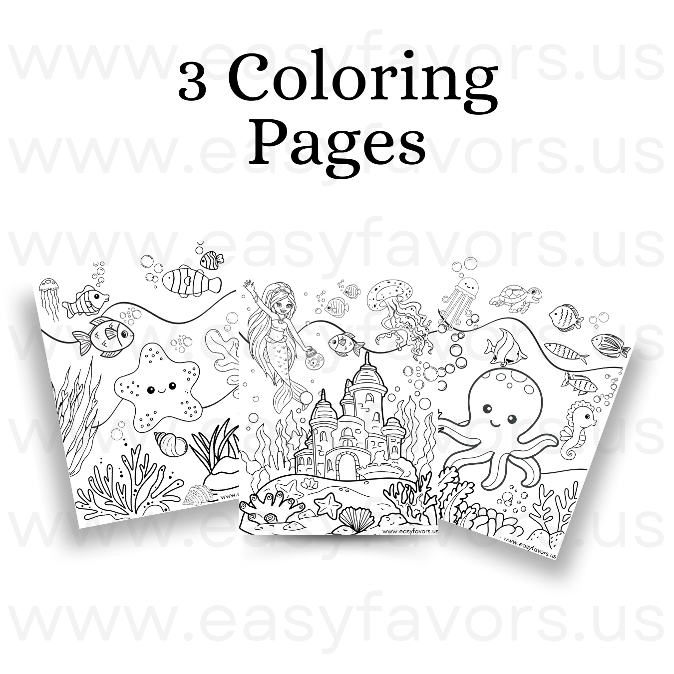 Mermaid Activity Printable Set - Coloring Pages & Games