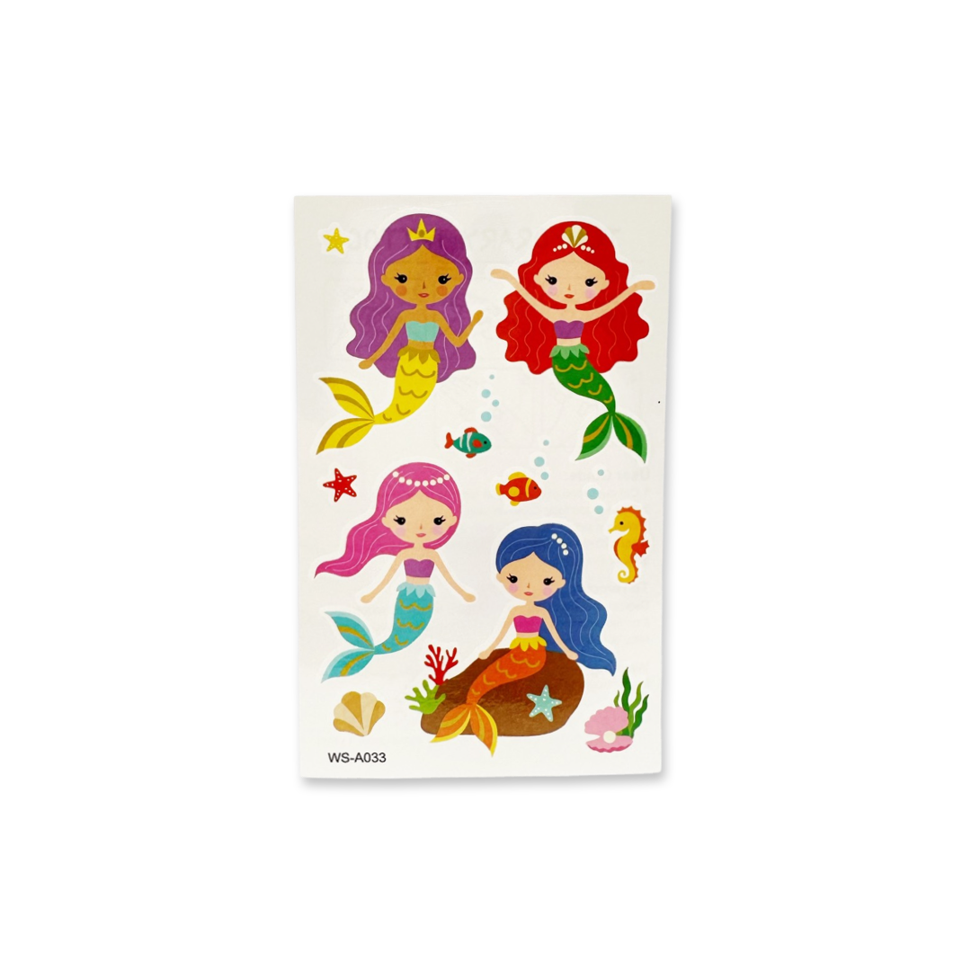 SET of 4 Mermaid Temporary Tattoo