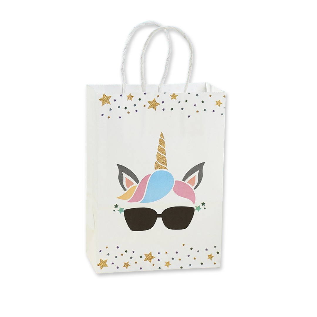 SET of 10 White Unicorn bag with handles
