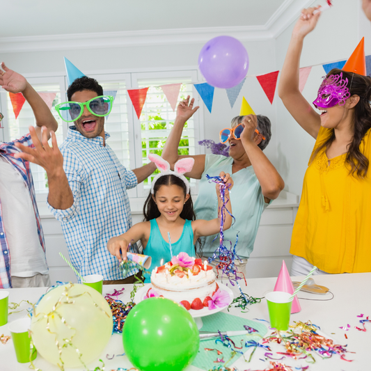 family celebrating birthday party