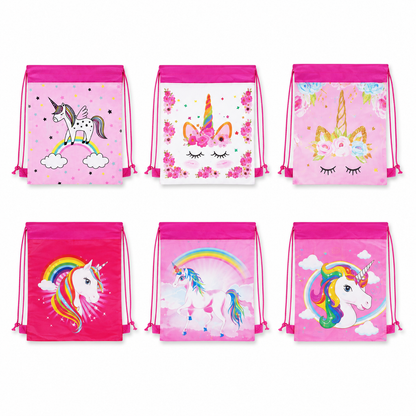 SET of 12 Unicorn Drawstring party favor bags