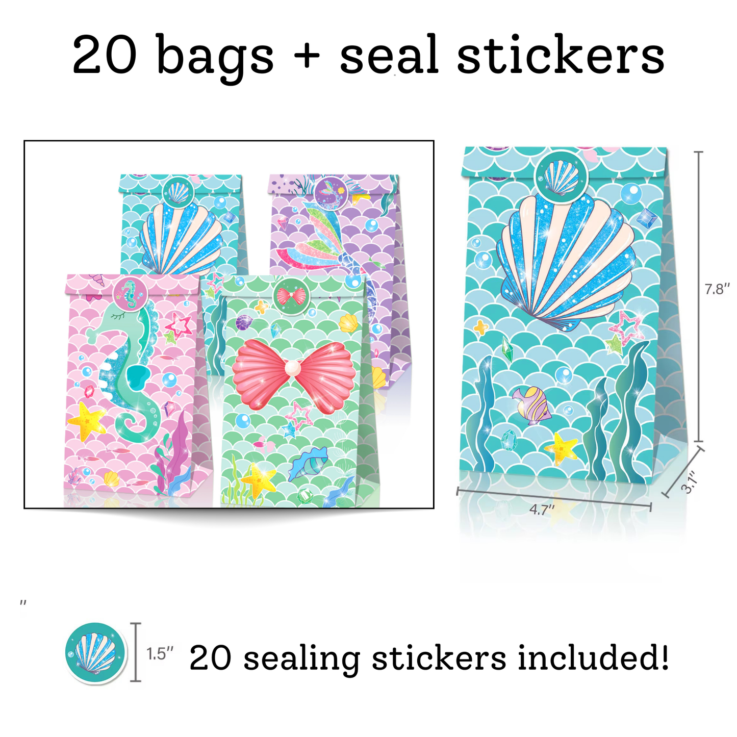 Mermaid Party Favor Set – 20 Bags + 160 Favors