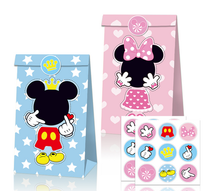 SET of 12 Minnie & Mickey Mouse paper bag