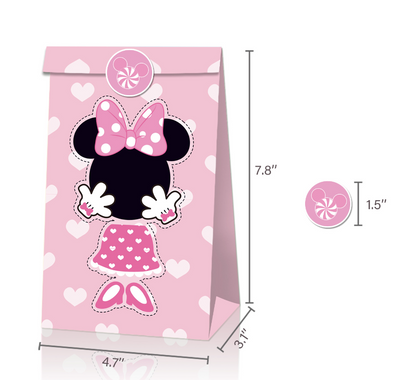 SET of 12 Minnie & Mickey Mouse paper bag