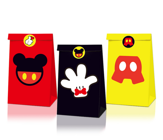 SET of 12 Mickey Mouse Paper Bag with Sticker