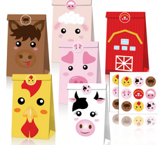 Farm animal bags with stickers