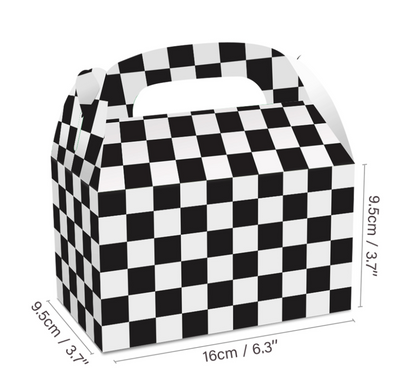 SET of 12 Checkered party favor box