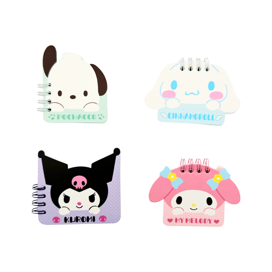 Set of 4 Mini Kawaii Character Coil Notebooks
