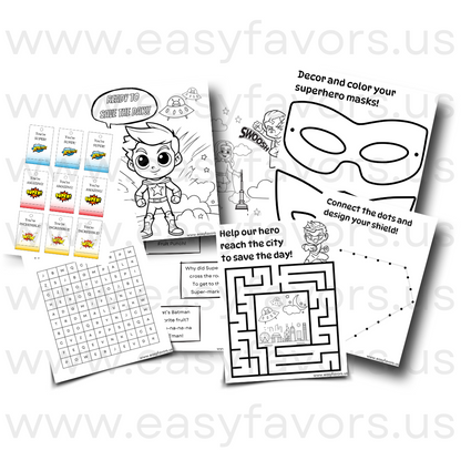 Superheroes Activity Printable Set - Coloring Pages & Games