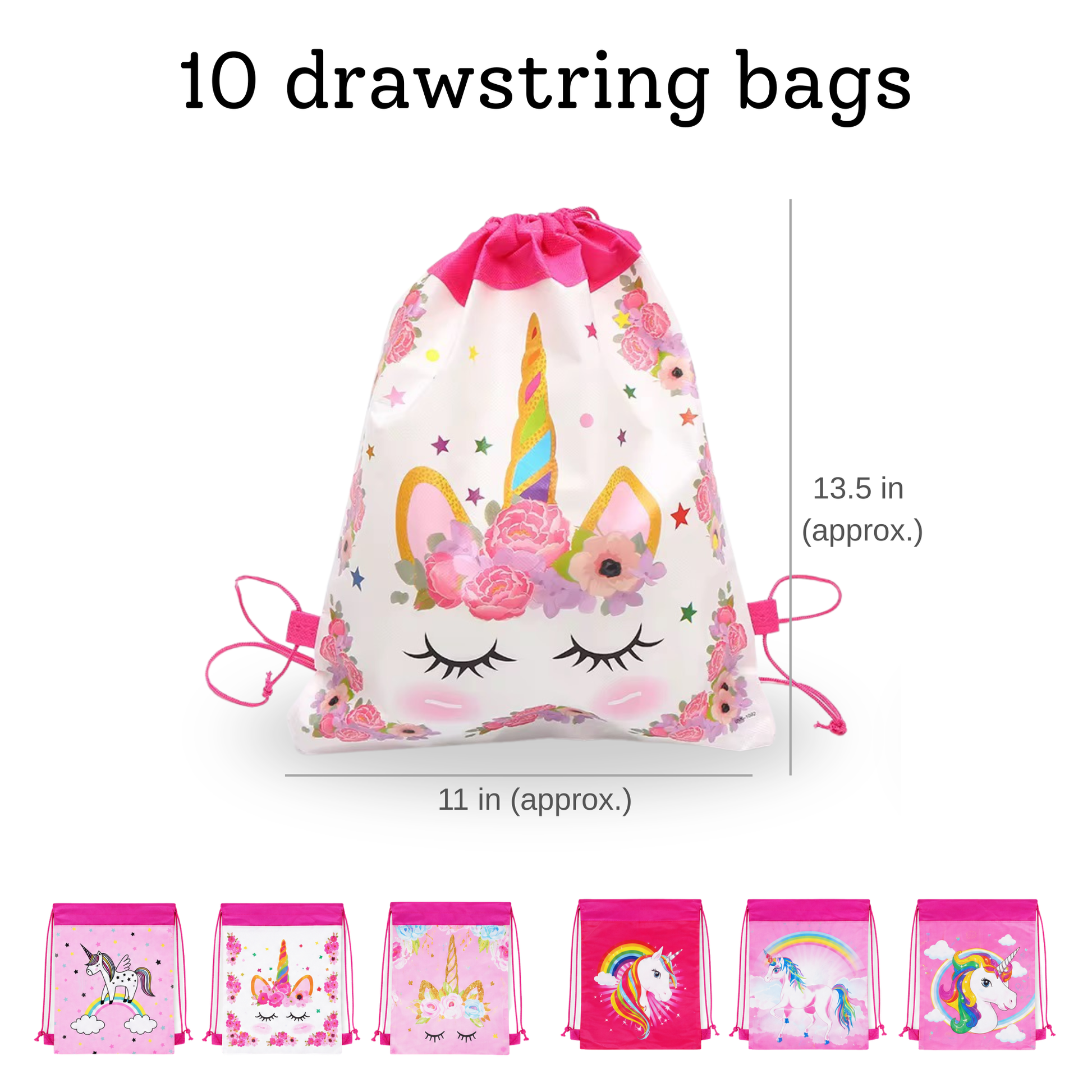 unicorn backpack drawstrings with measure and different designs