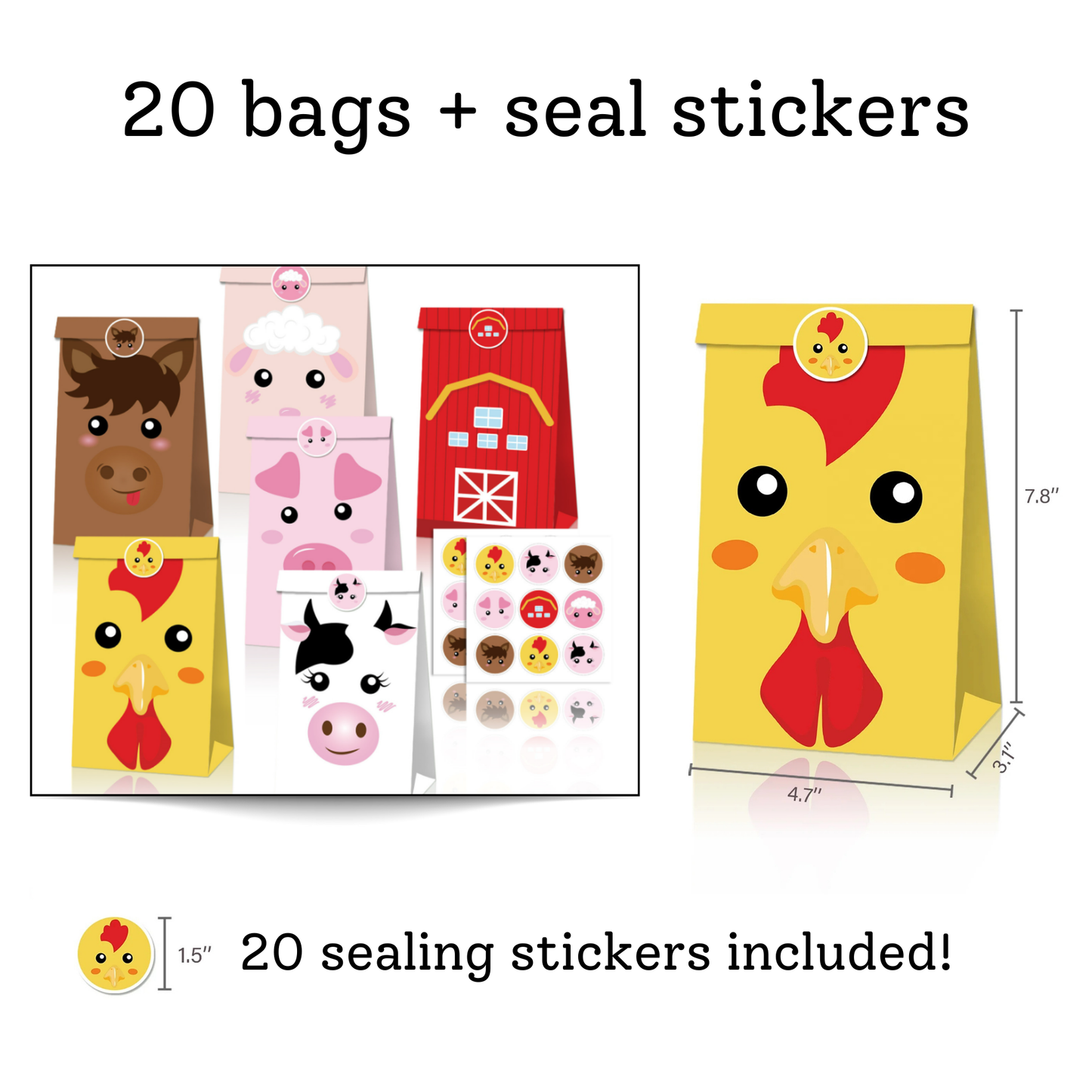 Animal Party Favor Set – 20 Bags + 140 Favors