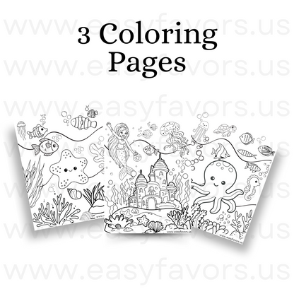 Mermaid Activity Printable Set - Coloring Pages & Games