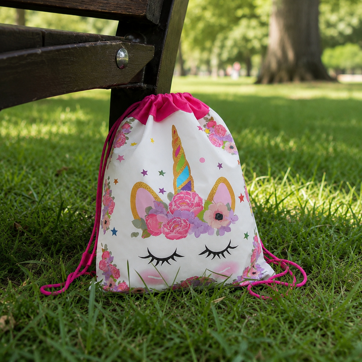 SET of 12 Unicorn Drawstring party favor bags