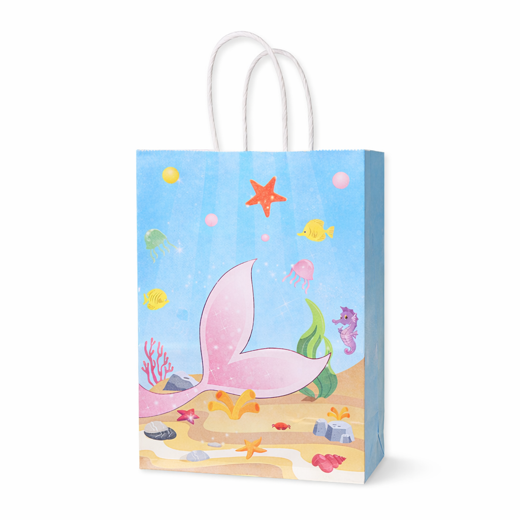 Set of 10 Mermaid Party Favor Bags with Handles