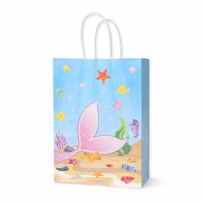 Set of 10 Mermaid Party Favor Bags with Handles