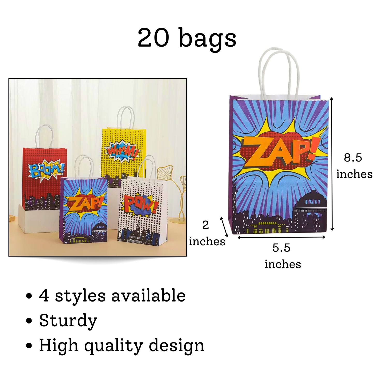 Superhero Party Favor Set — 20 Bags + 140 Favors