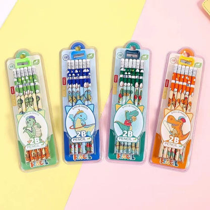 4 pencilcases on a colored background

