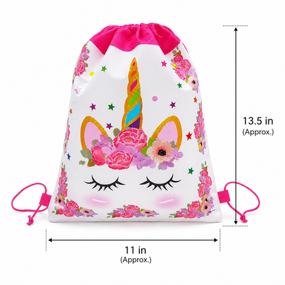 SET of 12 Unicorn Drawstring party favor bags