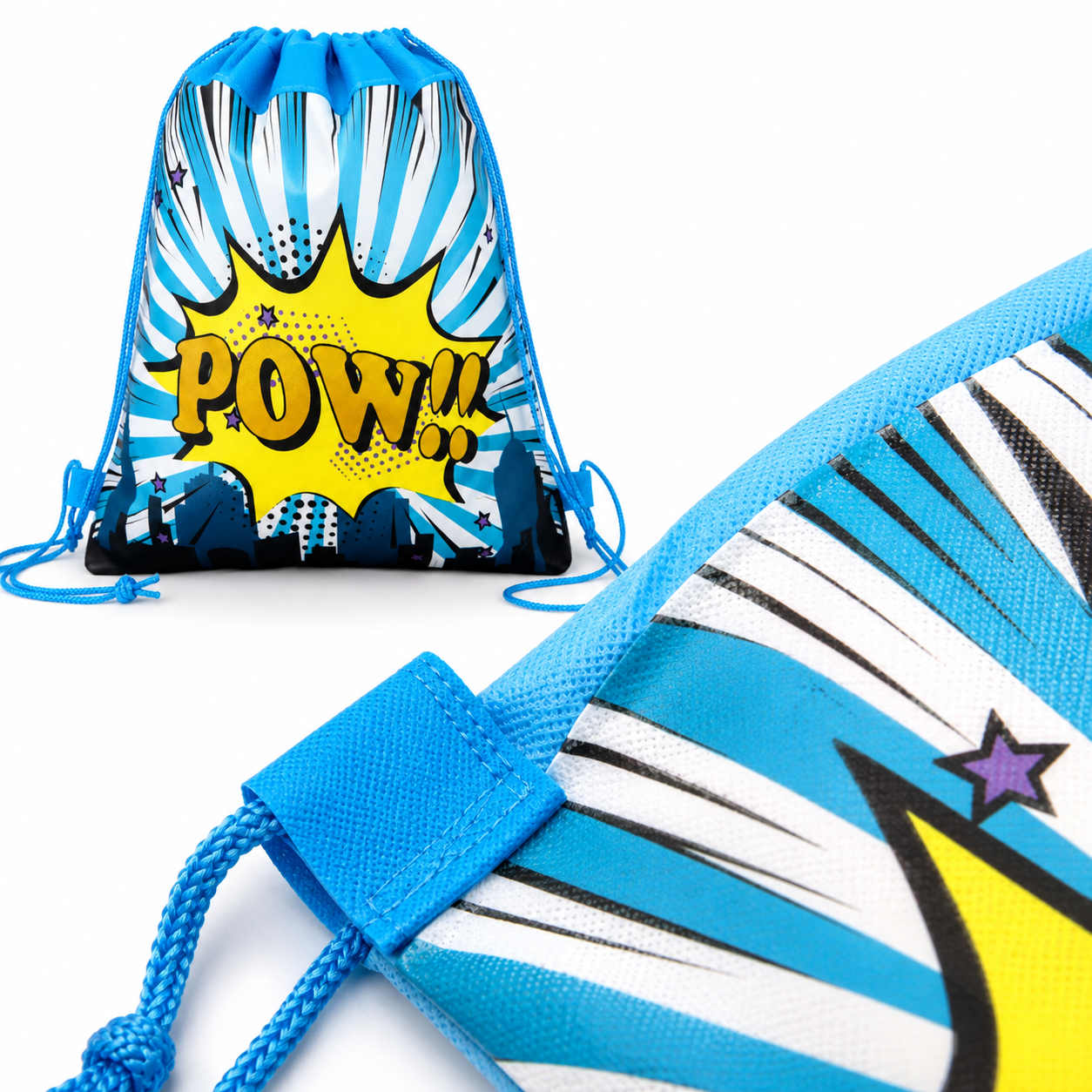 SET of 4 Comic Book Drawstring Favor Bags