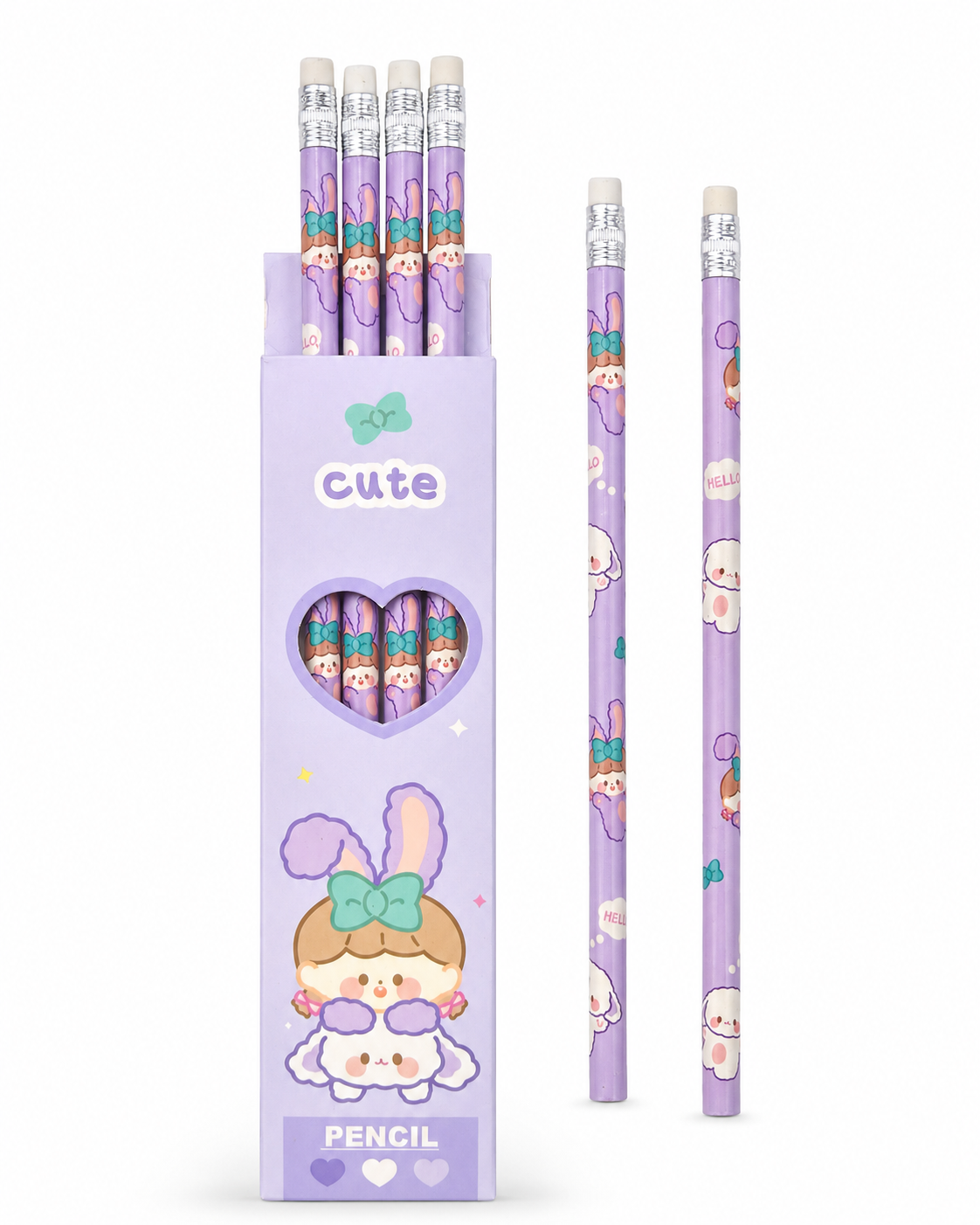 A box in purple color with 6 pencils 