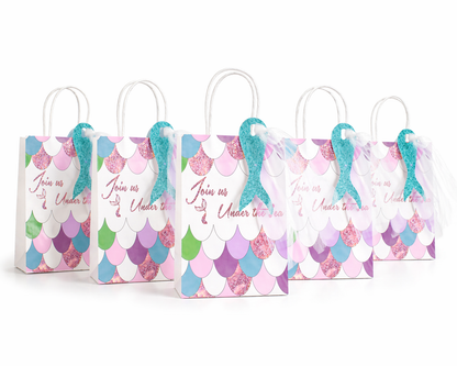 SET of 5 Mermaid Party Favor Bags – Under the Sea Goodie Bags
