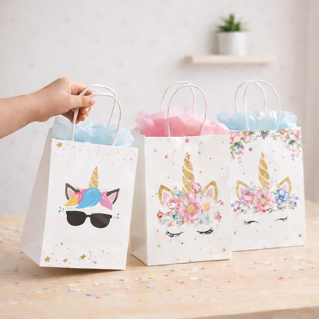 Set of 10 Unicorn Party Favor Bags – Goodie Bags for Kids