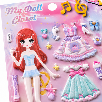 Kawaii Dress-Up Sticker Activity Sheets • Set of 10