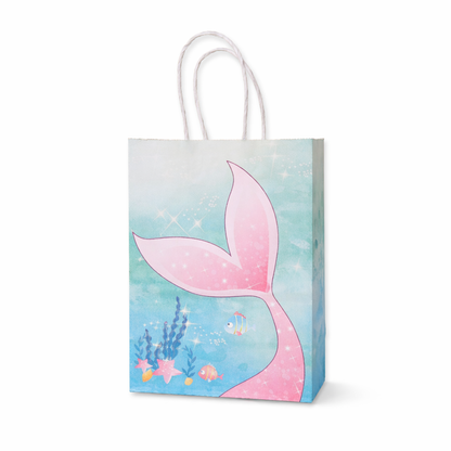 Set of 10 Mermaid Party Favor Bags with Handles