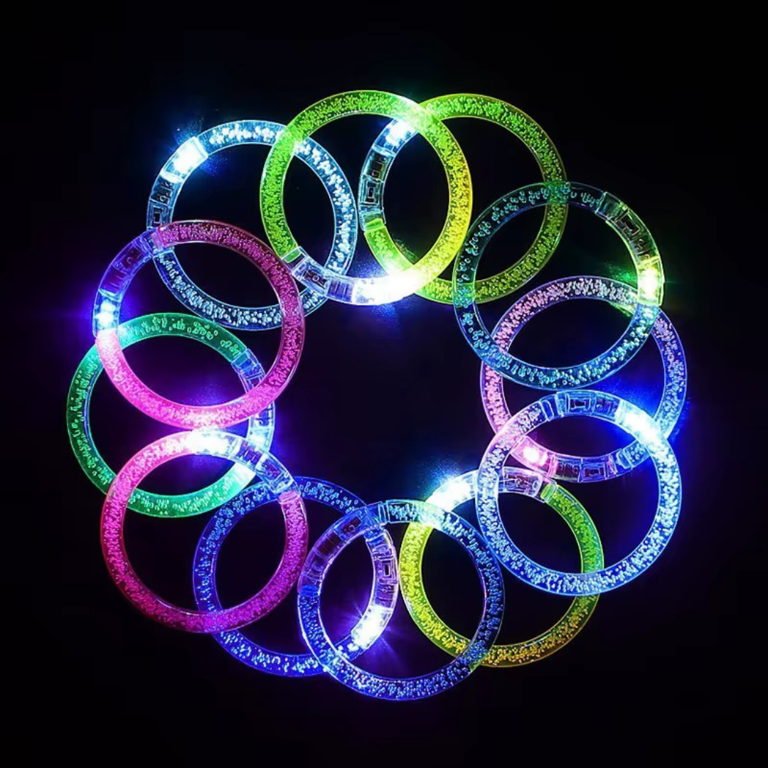 Colorful LED rings arranged in a circular pattern on a black background