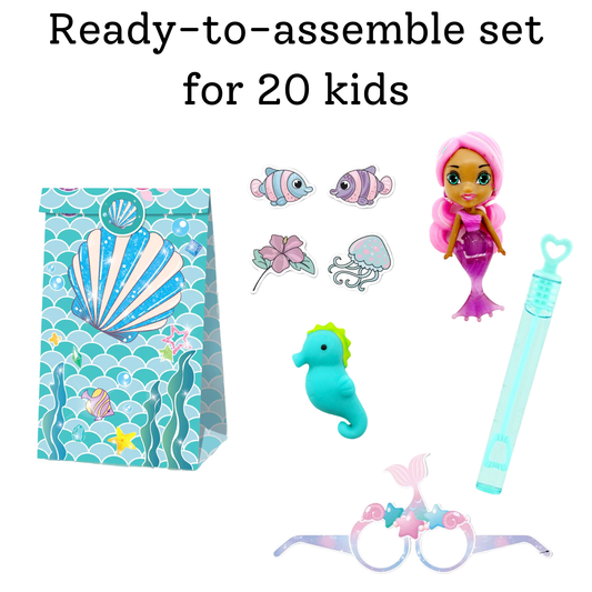 Mermaid Party Favor Set – 20 Bags + 160 Favors