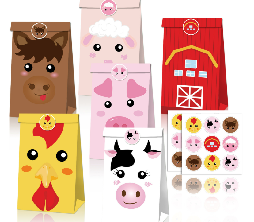 Animals Party Favor Bags with Stickers