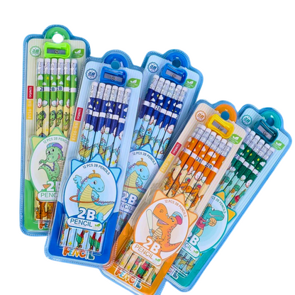 Case of 12 Dinosaur pencils with eraser and sharpener
