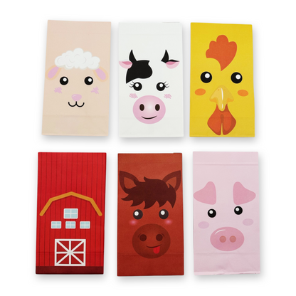 Farm animal bags with stickers