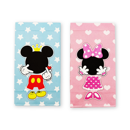 SET of 12 Minnie & Mickey Mouse paper bag