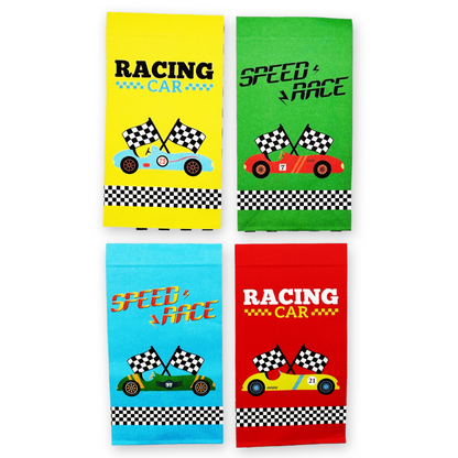SET of 12 Racing car bag with sticker