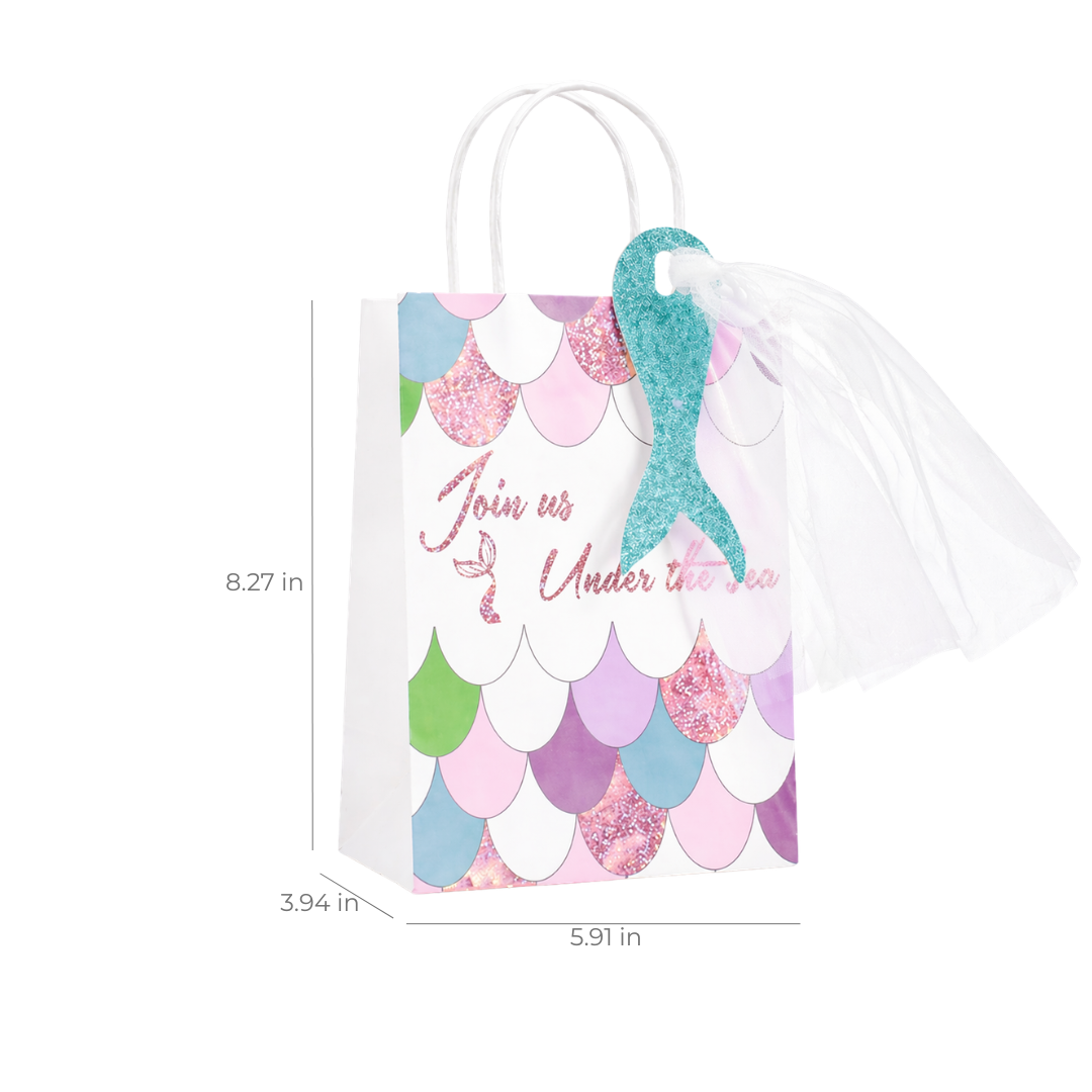 SET of 5 Mermaid Party Favor Bags – Under the Sea Goodie Bags