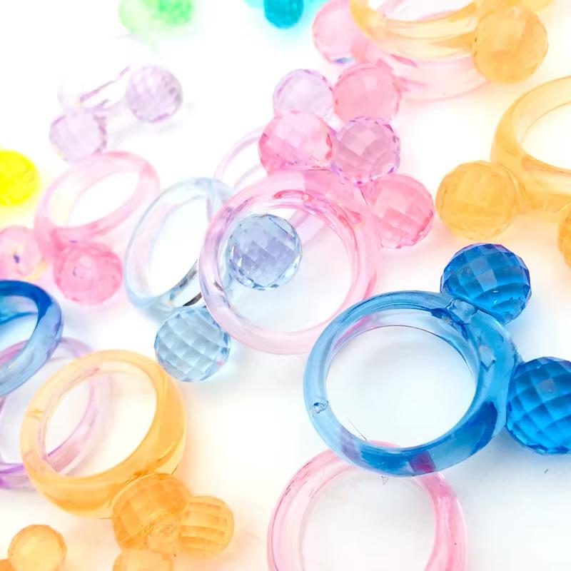 Colorful Plastic Rings • Set of 10