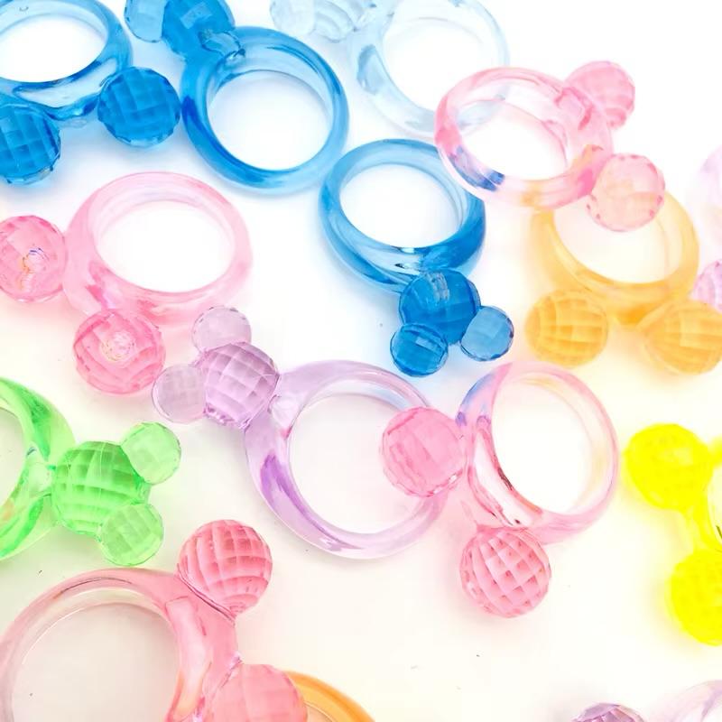 Colorful Plastic Rings • Set of 10