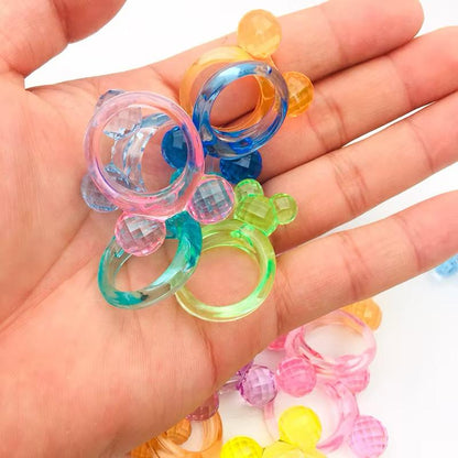 Colorful Plastic Rings • Set of 10