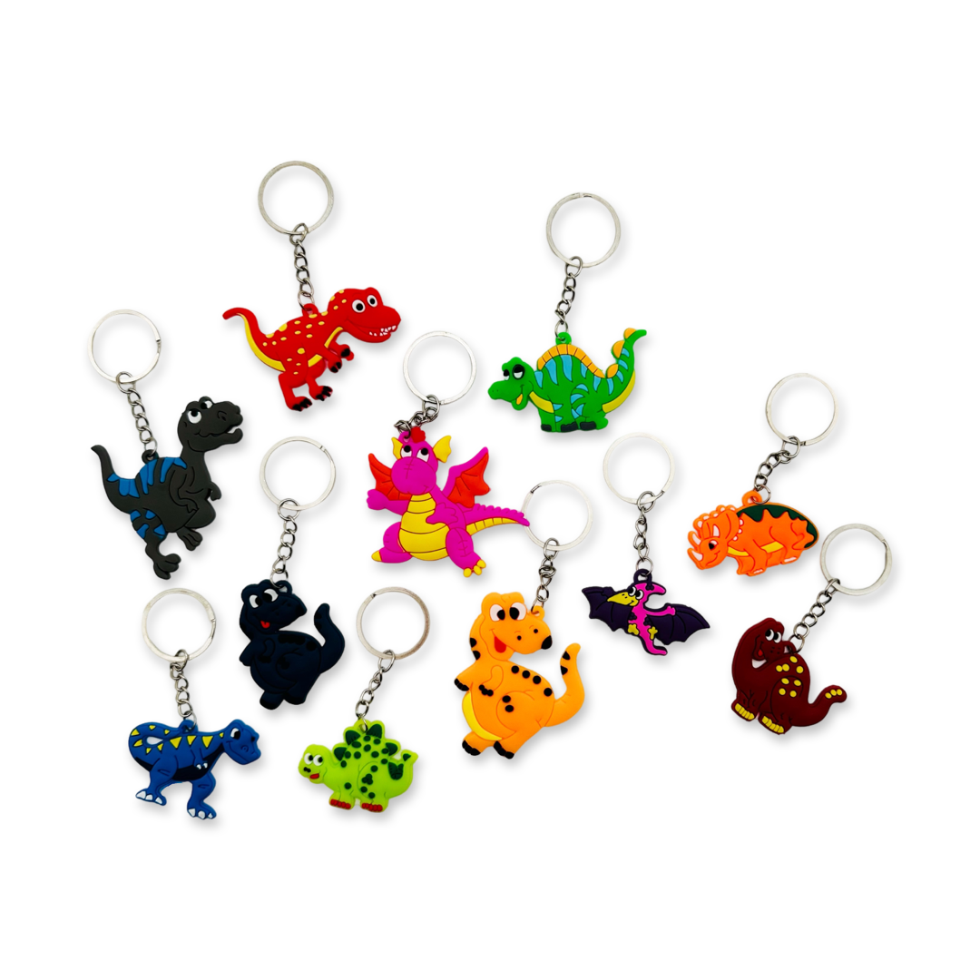 SET of 10 Dinosaur Keychain