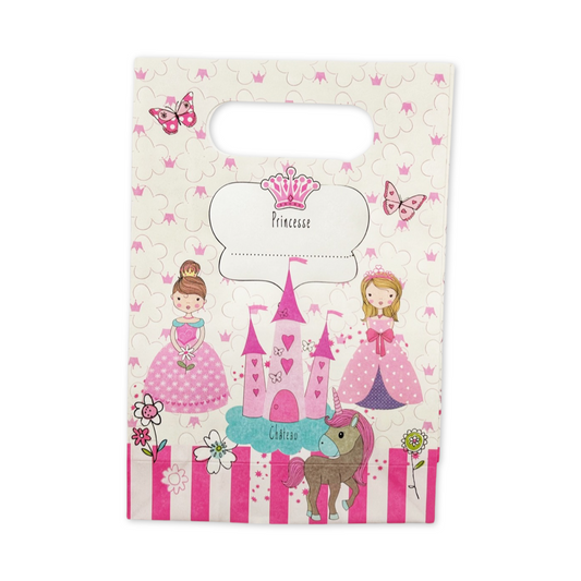 SET of 6 Princess Bag with handles and nametag