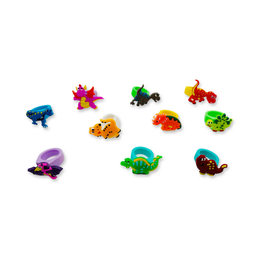 SET of  10 Dinosaur Rings