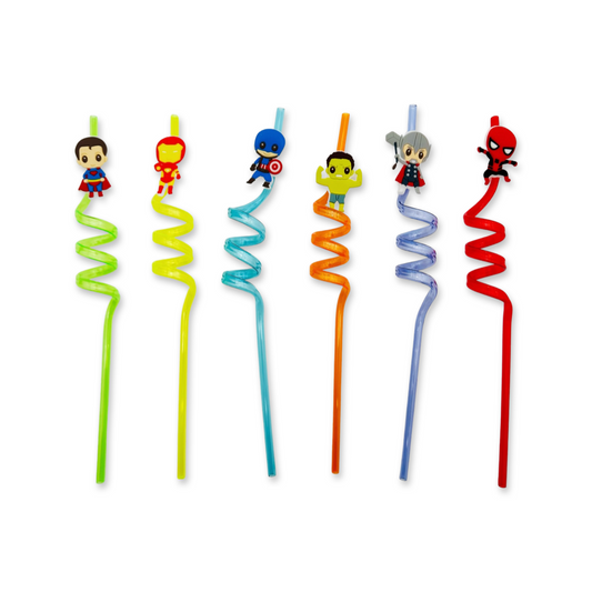 Set of 5 Drinking Straw with Heroes Pin