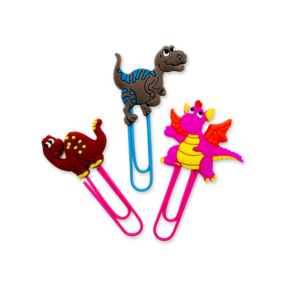 SET of 10 Dinosaur paper clips