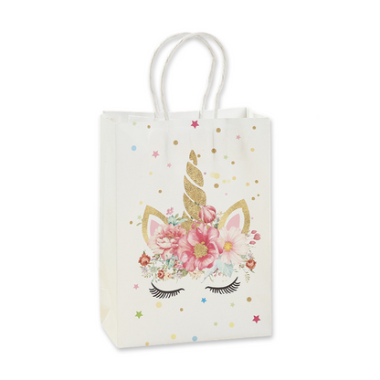 SET of 10 White Unicorn bag with handles