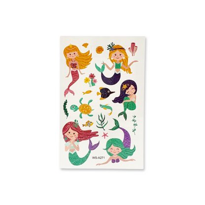 SET of 4 Mermaid Temporary Tattoo