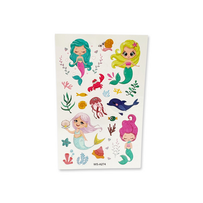 SET of 4 Mermaid Temporary Tattoo