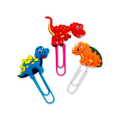 SET of 10 Dinosaur paper clips