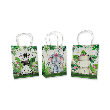 SET of 12 Jungle Animals paper bag with handles