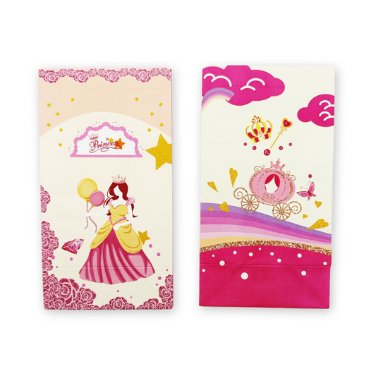 SET of 12 Princess Paper Bags with sticker